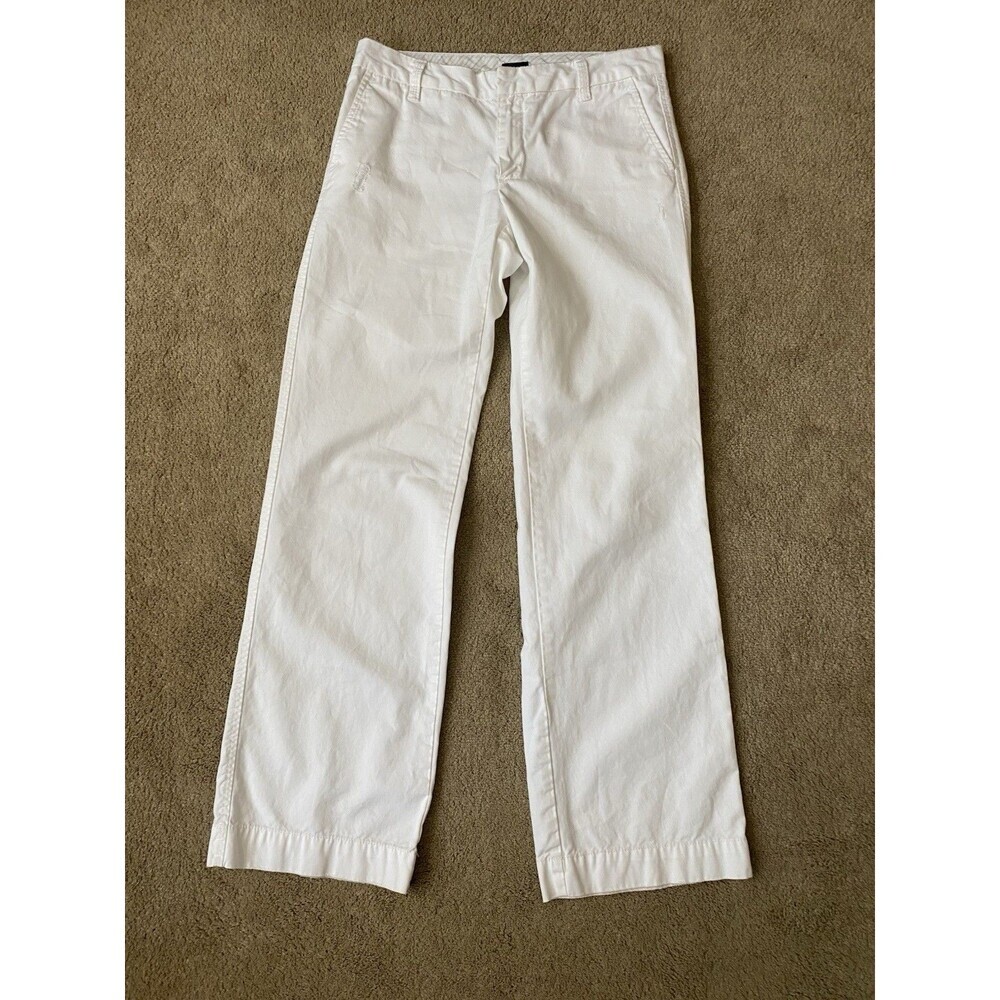 Gap White Mid Rise Wide Leg  Distressed Chino Pants Classic Staple Women’s 4